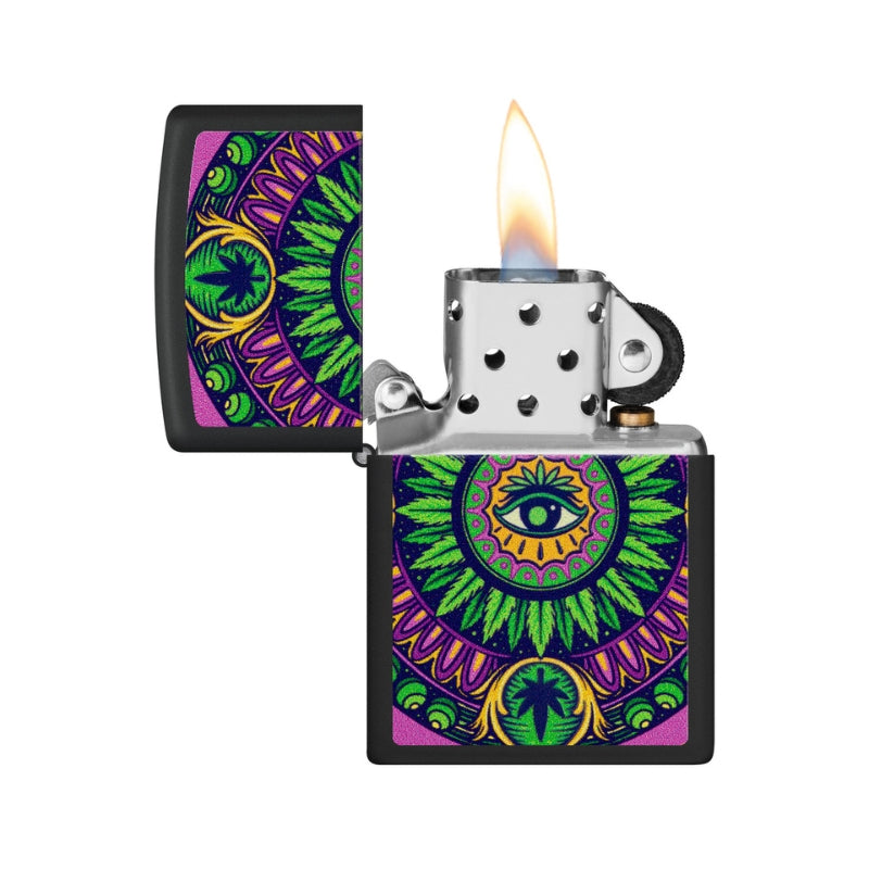 Zippo Cannabis Matte Blacklight Lighter-