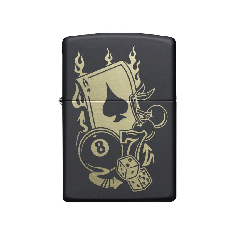 Zippo Casino Matte Black Lighter-