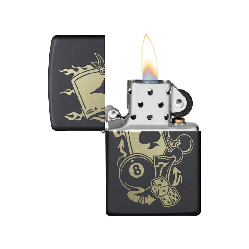 Zippo Casino Matte Black Lighter-