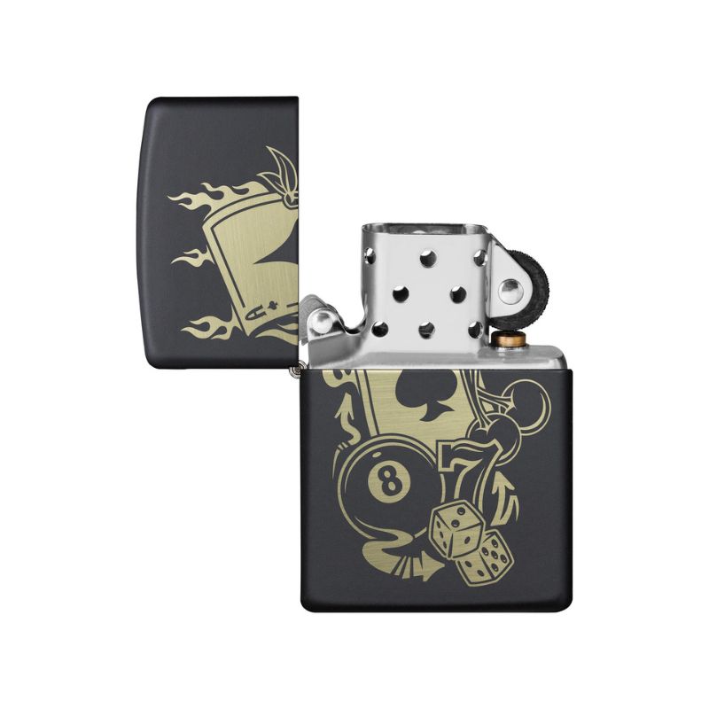 Zippo Casino Matte Black Lighter-