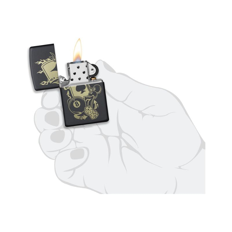 Zippo Casino Matte Black Lighter-