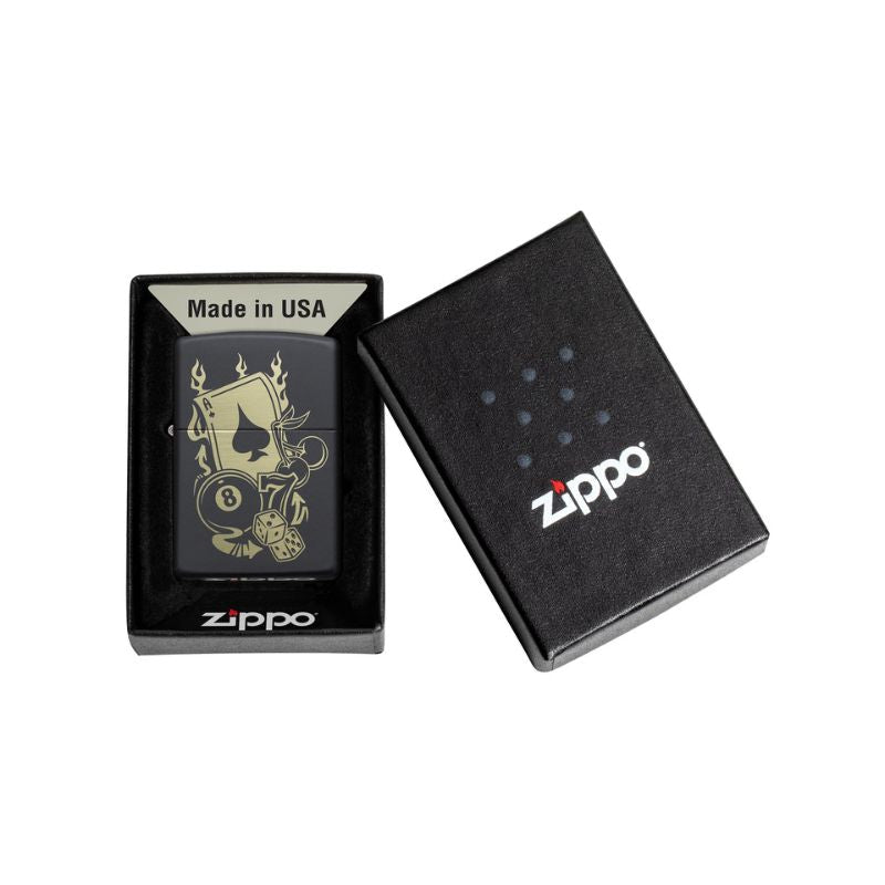 Zippo Casino Matte Black Lighter-