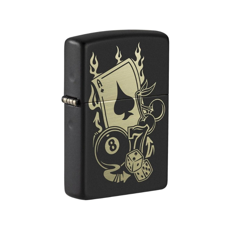 Zippo Casino Matte Black Lighter-