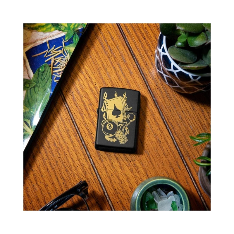 Zippo Casino Matte Black Lighter-