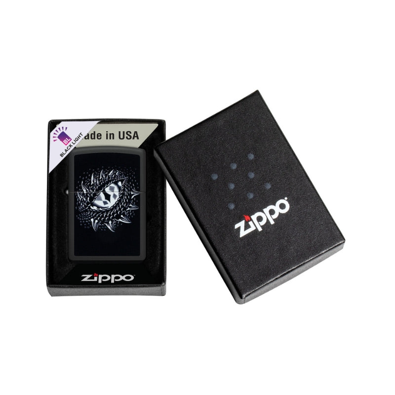 Zippo Dragon Eye Matte Blacklight Lighter-