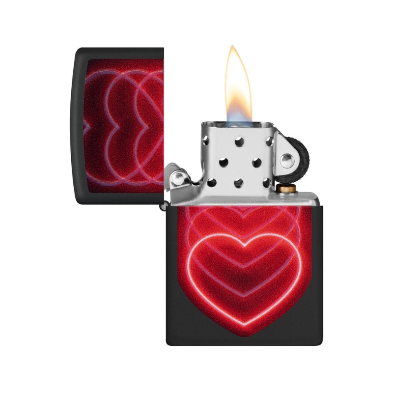 Zippo Hearts Matte Blacklight Lighter-