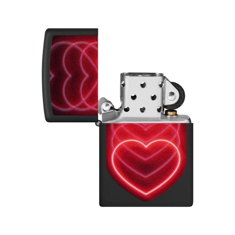 Zippo Hearts Matte Blacklight Lighter-