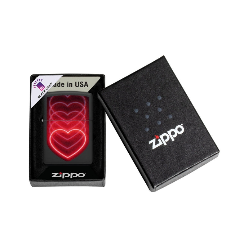 Zippo Hearts Matte Blacklight Lighter-