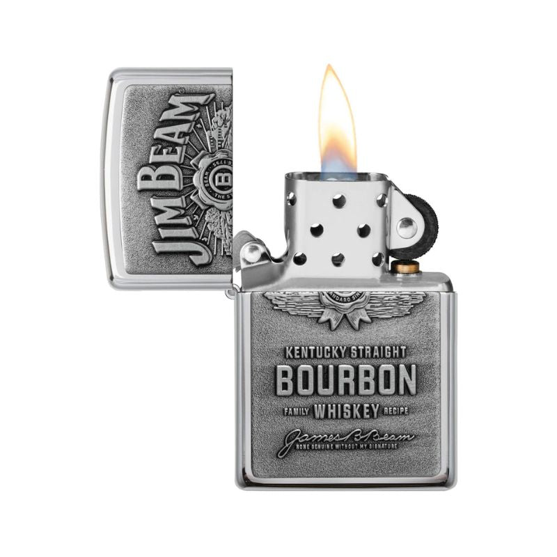 Zippo Jim Beam Label Chrome Lighter-