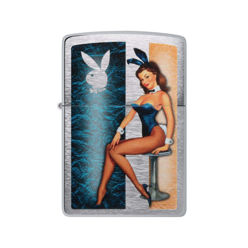 Zippo Playboy Brushed Chrome Lighter-