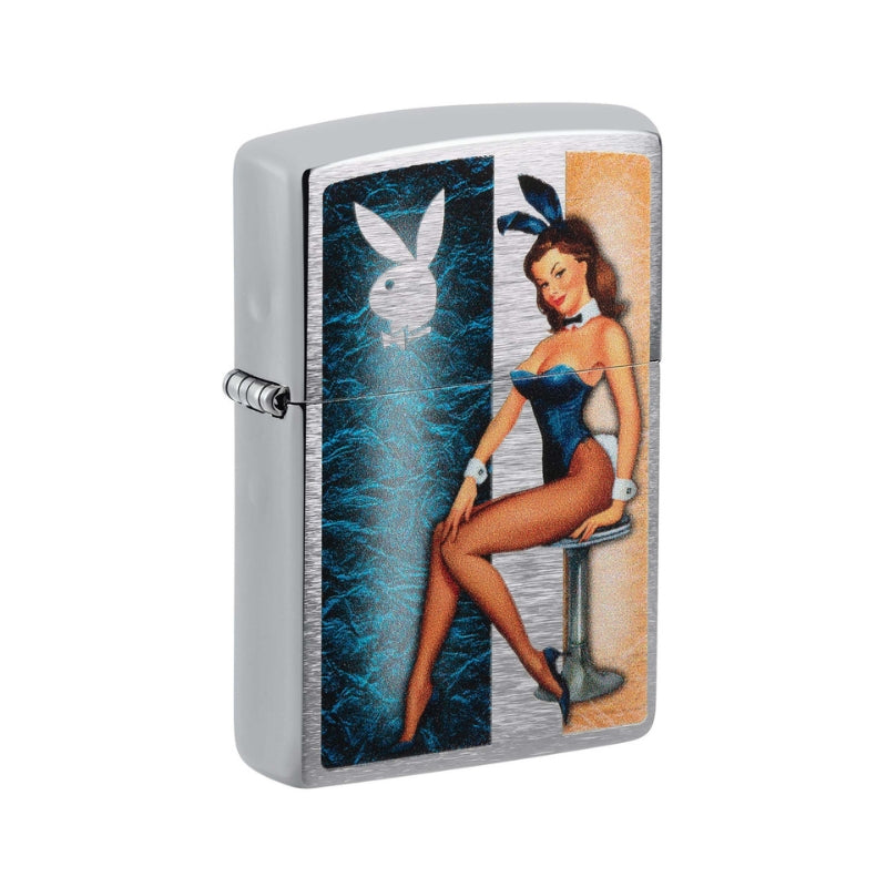 Zippo Playboy Brushed Chrome Lighter-
