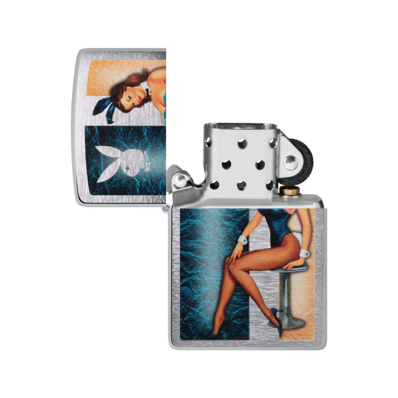 Zippo Playboy Brushed Chrome Lighter-