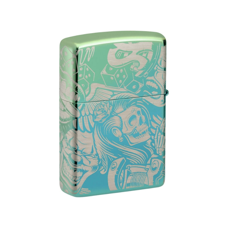 Zippo Tattoo Teal Lighter-