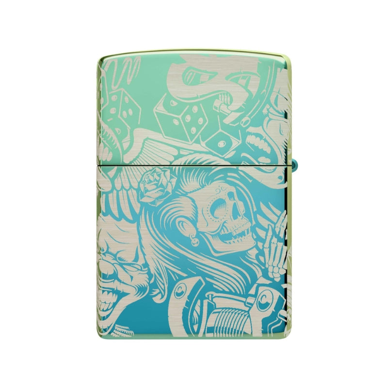 Zippo Tattoo Teal Lighter-